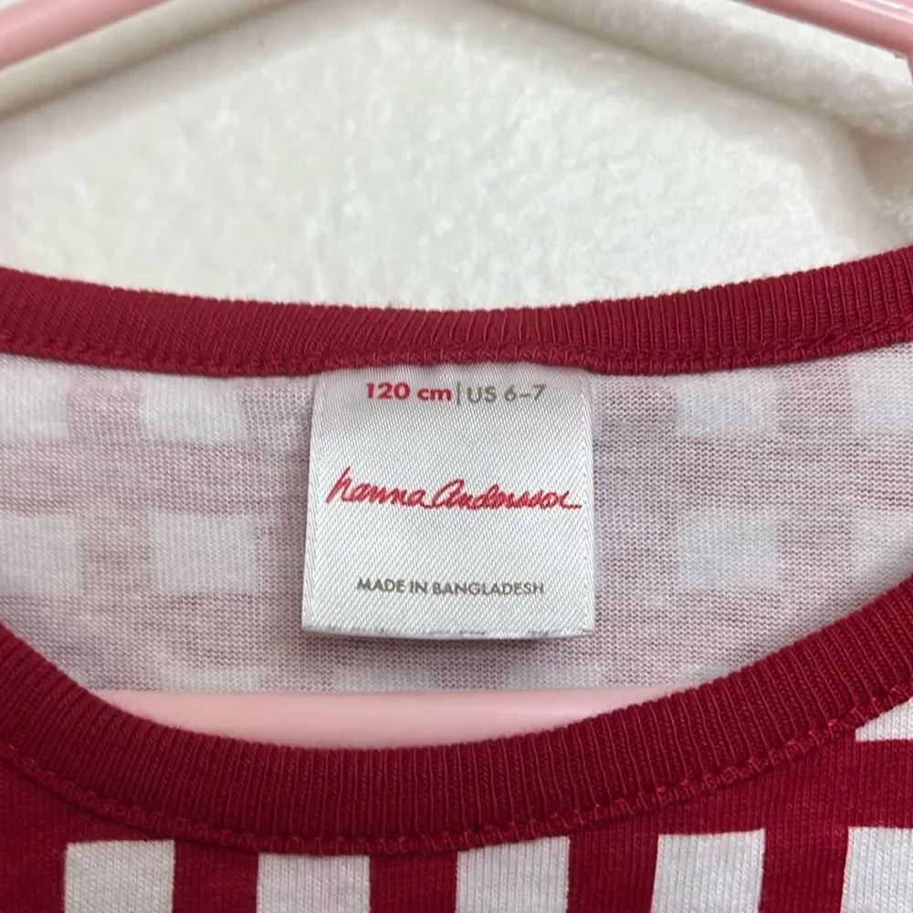 Hanna Andersson Long Sleeve Red White Check Dress sz 6-7